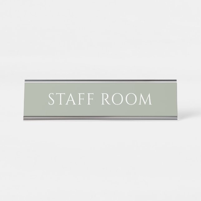 Placa De Nombre Elegant Sage Green Staff Room Name Plate (Anverso)