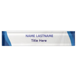 Placa De Nombre Elegant white & Blue custom name Desk Nameplate