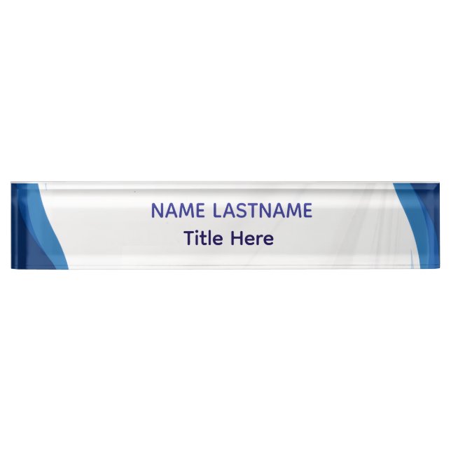 Placa De Nombre Elegant white & Blue custom name Desk Nameplate (Anverso)