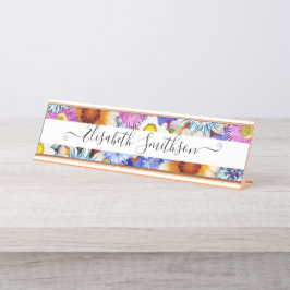 Placa De Nombre Elegante Boho Liberty Personalizado Profesional Fl