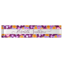 Placa De Nombre Elegante Boho Liberty Personalizado Profesional Fl