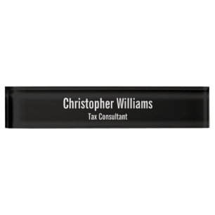 Placa De Nombre Elegante cargo ejecutivo en blanco y negro