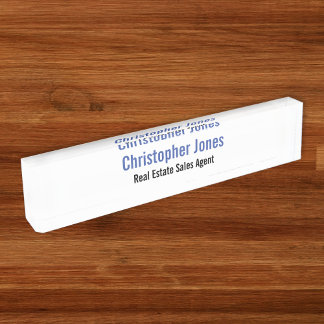 Placa De Nombre Elegante cargo ejecutivo profesional blanco