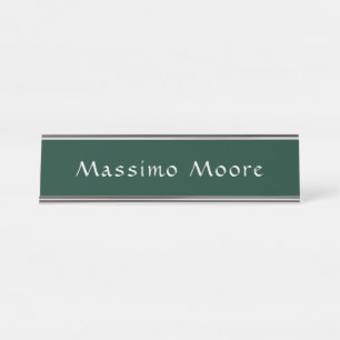 Placa De Nombre Elegante Casual Verde Oscuro Propio Nombre Letra a