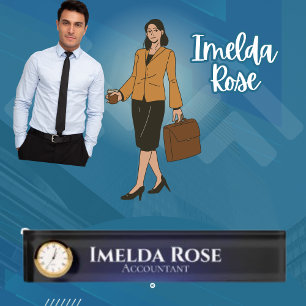 Placa De Nombre Elegante contable oscuro y simple