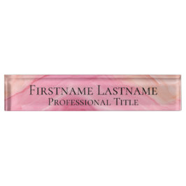 Placa De Nombre Elegante de mármol rosa moderno acrílico