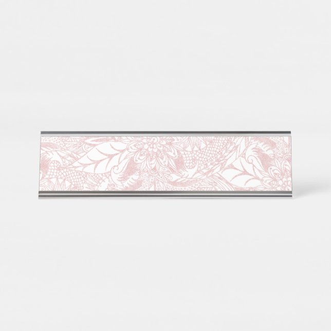 Placa De Nombre Elegante diseño de Mandala floral de oro falso ros (Anverso)