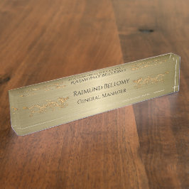 Placa De Nombre Elegante Dragon Gold Metallic Desk Nameplate
