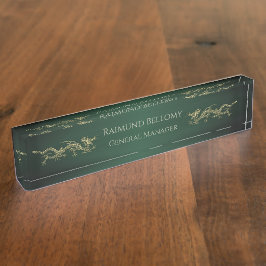 Placa De Nombre Elegante Dragon Green Metallic Desk Nameplate