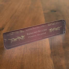 Placa De Nombre Elegante Dragon Red Metallic Desk Nameplate
