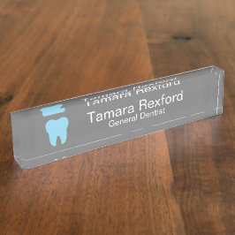Placa De Nombre Elegante escritorio de oficina dental gris