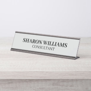 Placa De Nombre Elegante escritorio Minimalista profesional de gri
