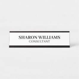 Placa De Nombre Elegante escritorio Minimalista profesional en bla