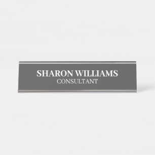Placa De Nombre Elegante escritorio Minimalista profesional gris b