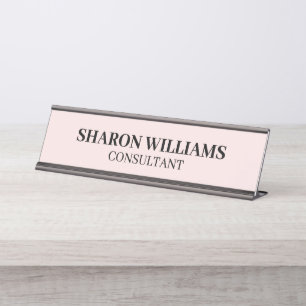 Placa De Nombre Elegante escritorio Minimalista profesional Rubor 