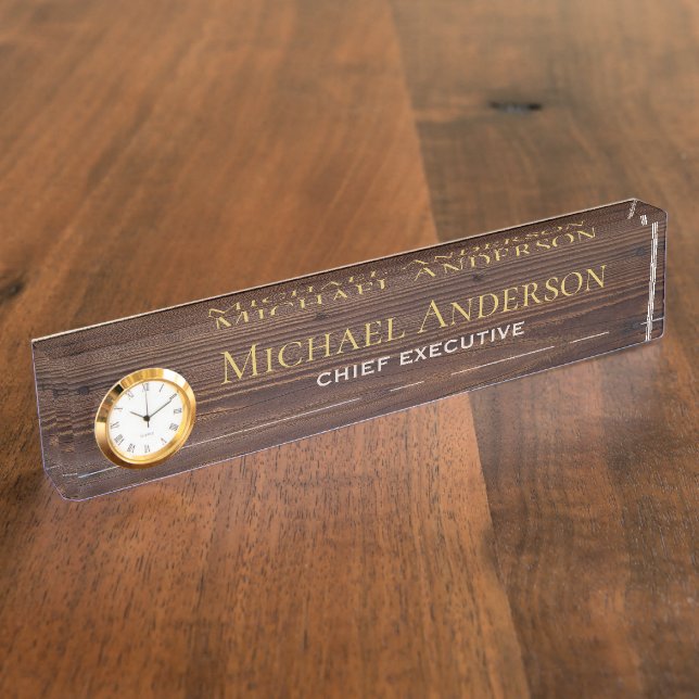 Placa De Nombre Elegante escritorio personalizado NOMBRE Plate Eje (Lateral)
