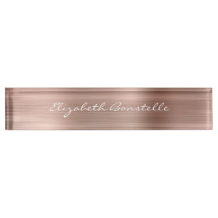 Placa De Nombre Elegante escritura a mano de metal foil cepillado 