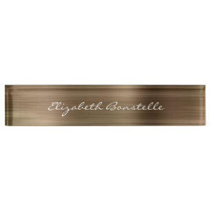 Placa De Nombre Elegante escritura a mano de Relieve metalizado Me