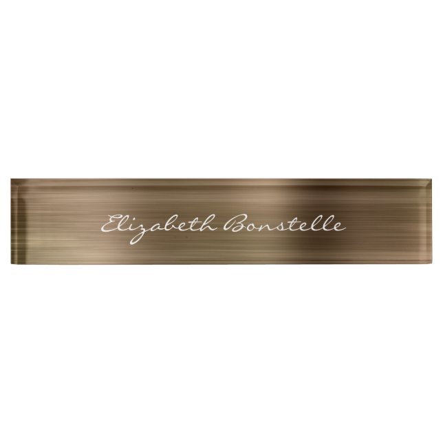 Placa De Nombre Elegante escritura a mano de Relieve metalizado Me (Anverso)
