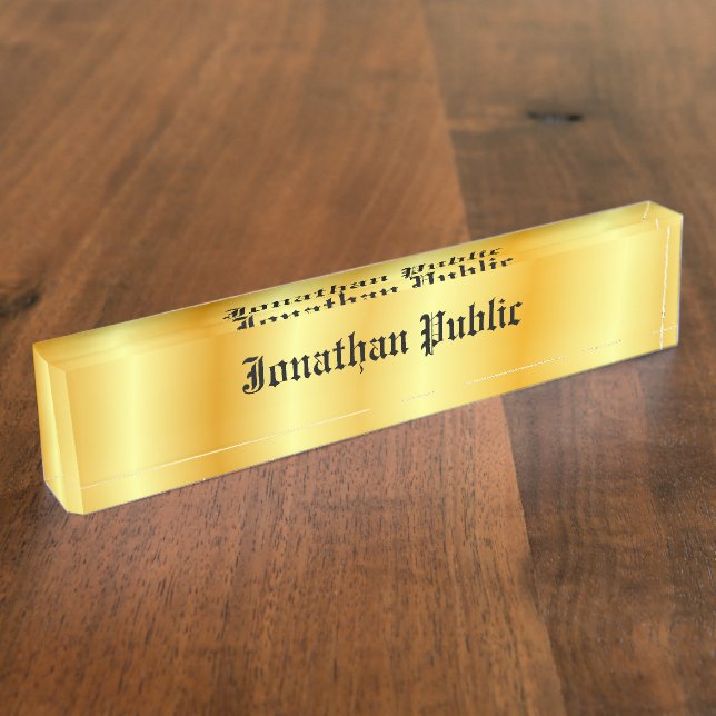 Placa De Nombre Elegante estilo Gold Personalizado Plantilla Moder (Lateral)