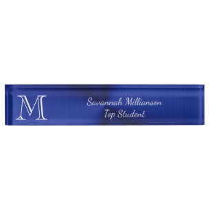 Placa De Nombre Elegante estudiante de Monograma Metalizado de imi
