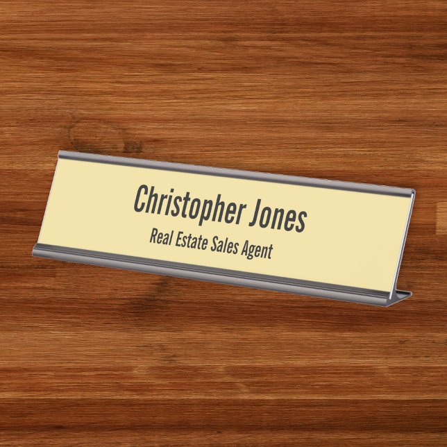 Placa De Nombre Elegante Faux Gold Profesional Classy Office Títul (Elegant Faux Gold Professional Classy Office Title Desk Name Plate)