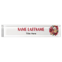Placa De Nombre Elegante flor nombre personalizado
