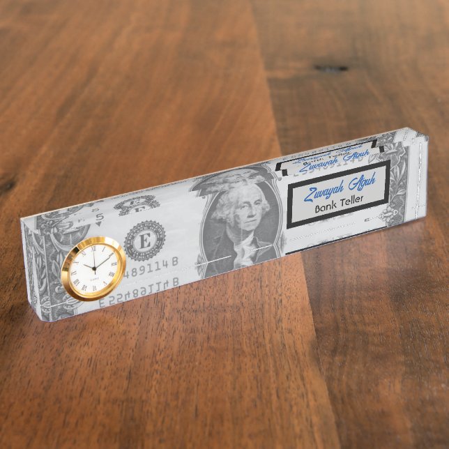 Placa De Nombre Elegante frente profesional del dólar un dinero (Lateral)