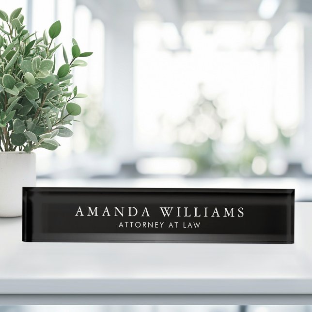 Placa De Nombre Elegante gradiente de satén negro y gris (Elegant black and gray satin gradient desk name plate)