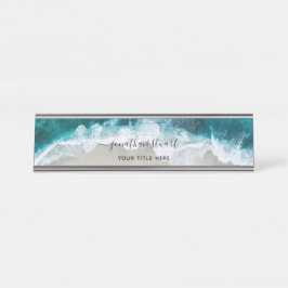 Placa De Nombre Elegante guion Aqua Blue Green Beach