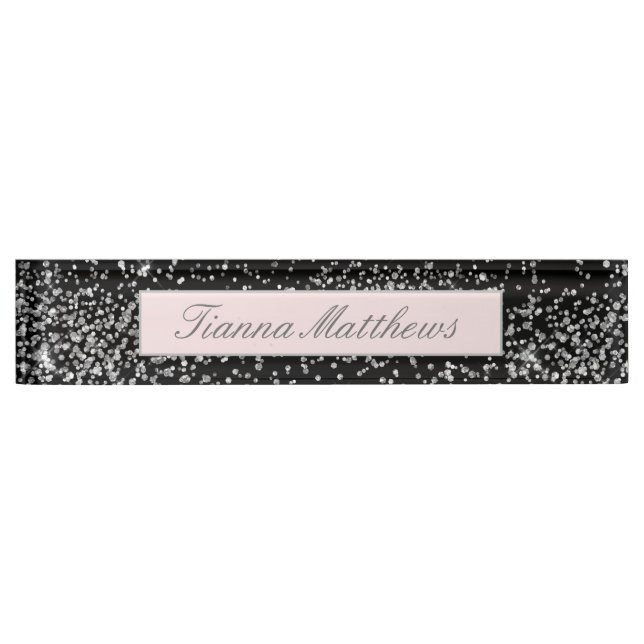 Placa De Nombre Elegante Jewel Diamond Scatter Sparkle Design  (Anverso)