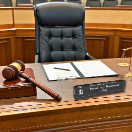 Placa De Nombre Elegante Juez de la Corte Black Desk Nameplate