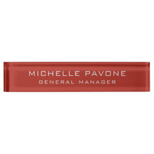 Placa De Nombre Elegante Ladrillo Rojo y Gris Sencillo Plano Profe