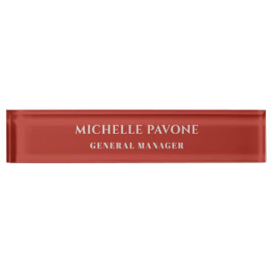 Placa De Nombre Elegante Ladrillo Rojo y Gris Sencillo Plano Profe