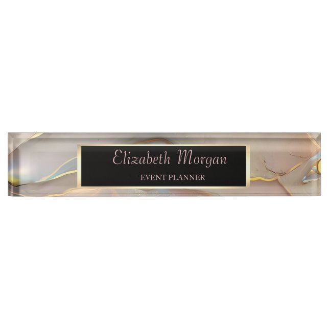 Placa De Nombre Elegante Marco Estiloso Opal  (Anverso)