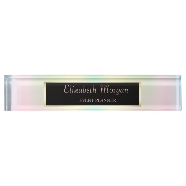 Placa De Nombre Elegante Marco Holográfico Irlandés (Anverso)