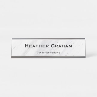 Placa De Nombre Elegante mármol blanco con nombre personalizado