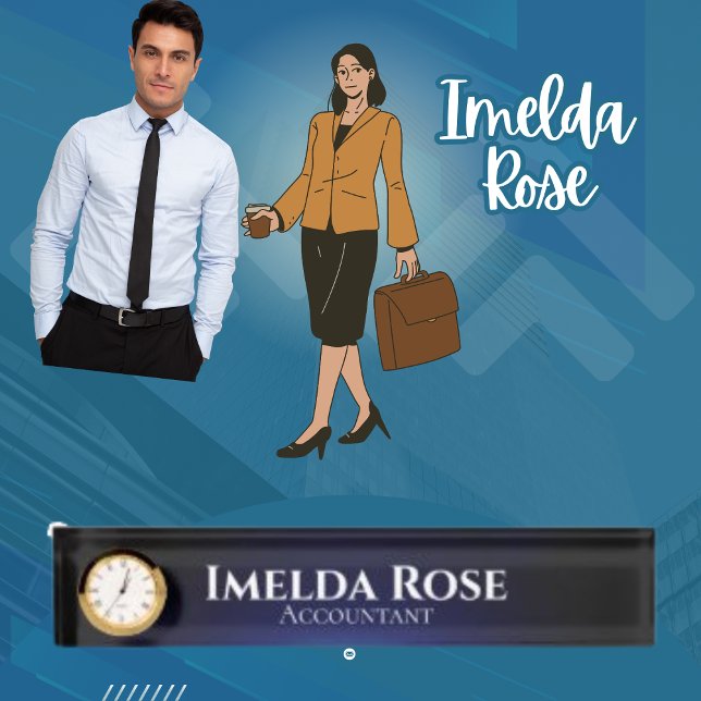 Placa De Nombre Elegante Moda Oscura Contable Simple (Subido por el creador)