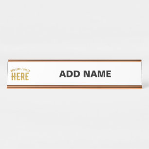 PLACA DE NOMBRE ELEGANTE MODERNO PERSONALIZABLE BLANCO VERIFICADO 