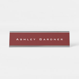 Placa De Nombre Elegante Moderno Típico Estilo Único Color Rojo Os