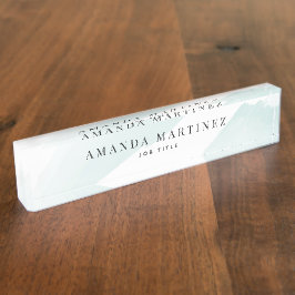 Placa De Nombre Elegante Mostrador de color azul turquesa con nomb