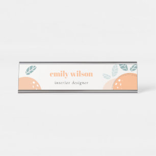 Placa De Nombre Elegante Naranja Cuta Resumen Negrita Cítrico Frut