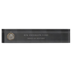 Placa De Nombre Elegante Negro Mate Obsidiana Profesional Moderna