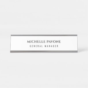 Placa De Nombre Elegante negro y blanco simple sencillo profesiona