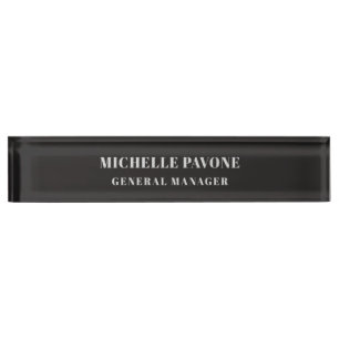 Placa De Nombre Elegante negro y gris simple sencillo profesional