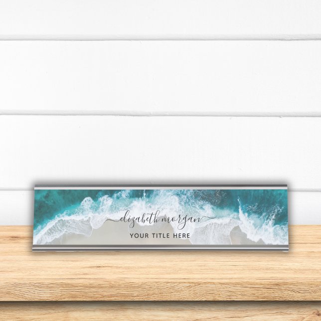 Placa De Nombre Elegante nombre de escritura de firma azul Aqua Gr (Subido por el creador)