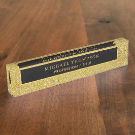 Placa De Nombre Elegante nombre personalizado de Purpurina de oro 