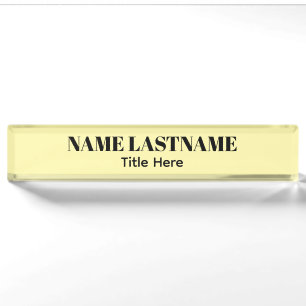 Placa De Nombre Elegante nombre personalizado negro y amarillo