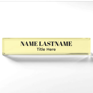 Placa De Nombre Elegante nombre personalizado negro y amarillo