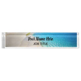 Placa De Nombre Elegante Ocean Blue Beach Firma Escritorio Nombre 